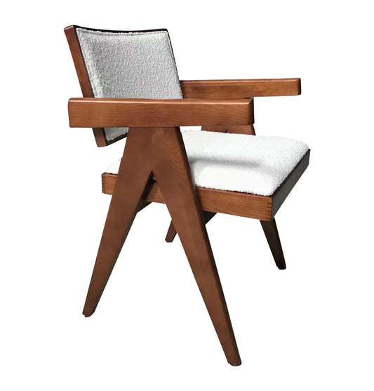 Maïa Dining Chair - Walnut & Boucle Fabric-0