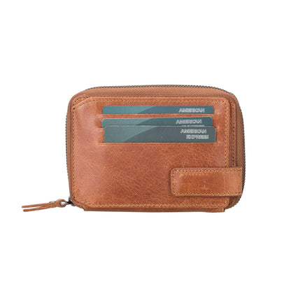 Powell Handmade Unisex Leather Wallet with Zippered Compartment-0