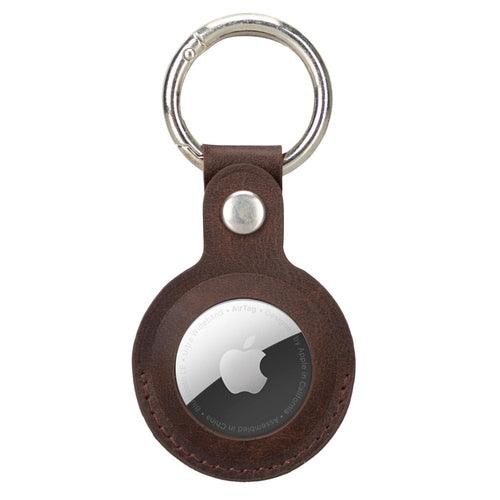 Saratoga Leather AirTag Holder - Dark Brown