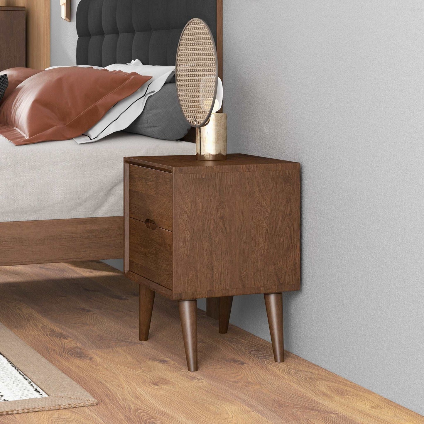 Brown Night Stand with 2 Drawers