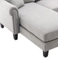 Linen Upholstered Sectional Sofa and Ottoman, Light Grey