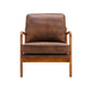 Wood Frame Accent Armchair With Pu Cushion, Coffee