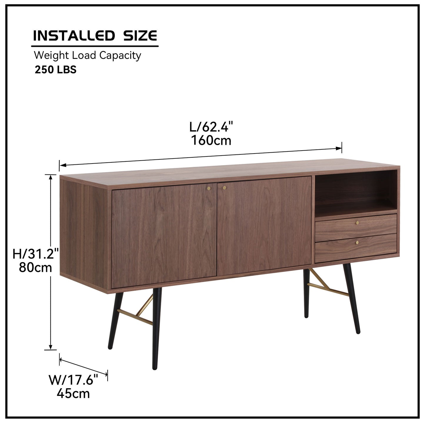 Modern Mid Century Sideboard, Walnut