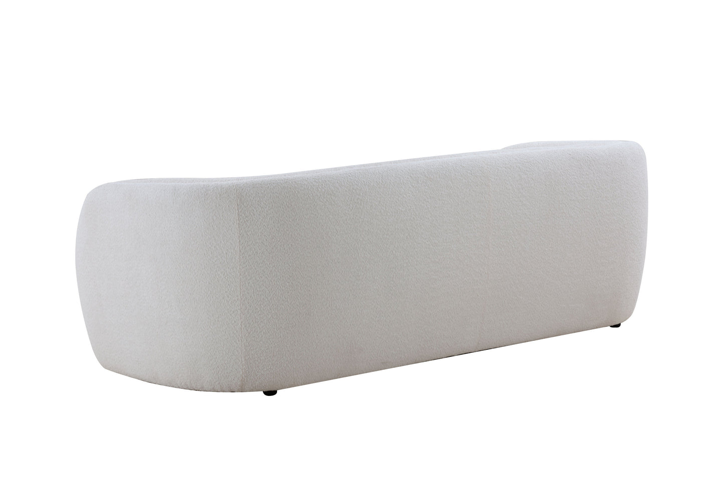 Curved 90.6" Boucle 3-Seat Sofa, White