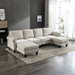 Linen Upholstered Sectional Sofa and Ottoman, Beige