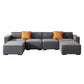 Modular U Shape Sectional Fabric Sofa, Grey