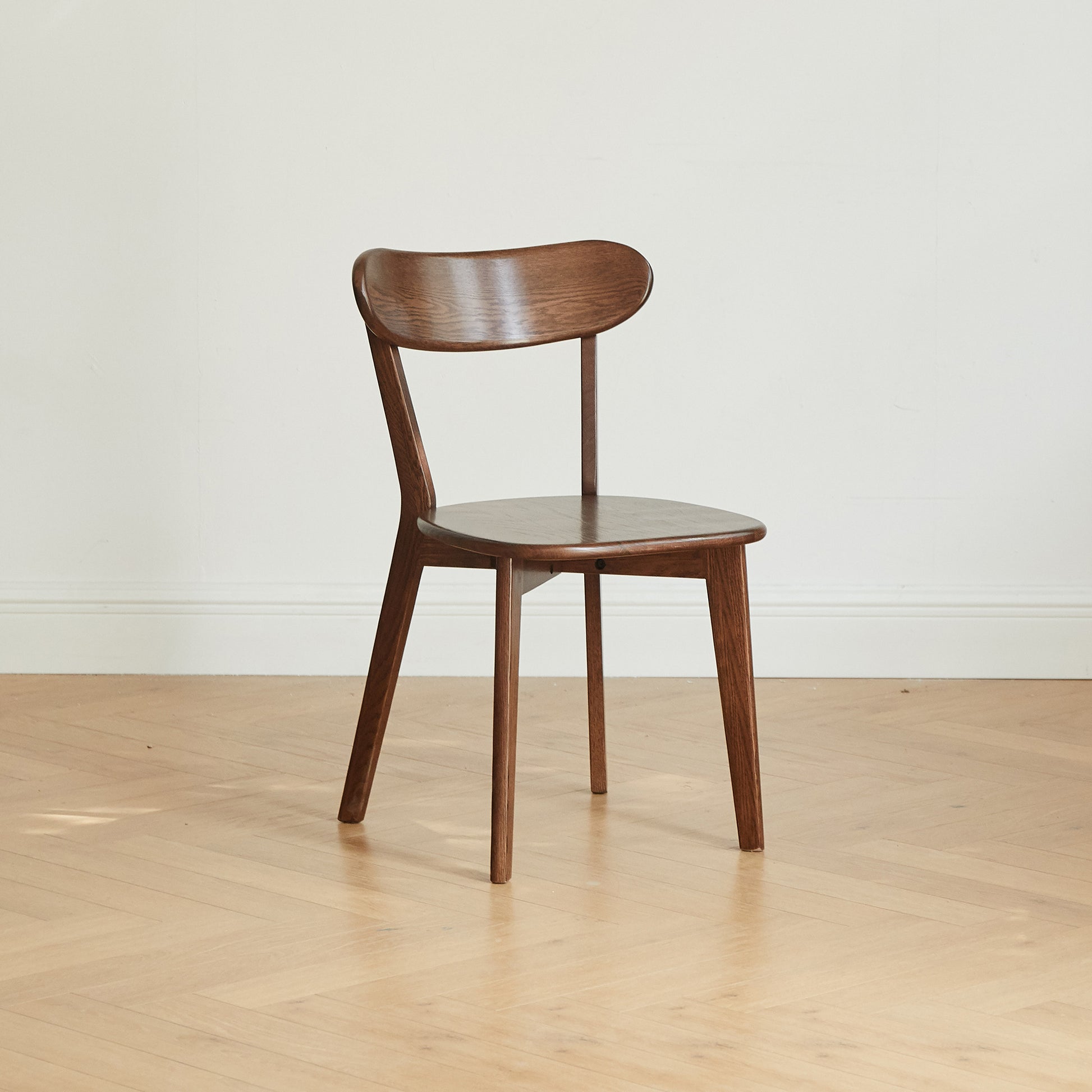 Simple Solid Oak Chair, Dark Walnut