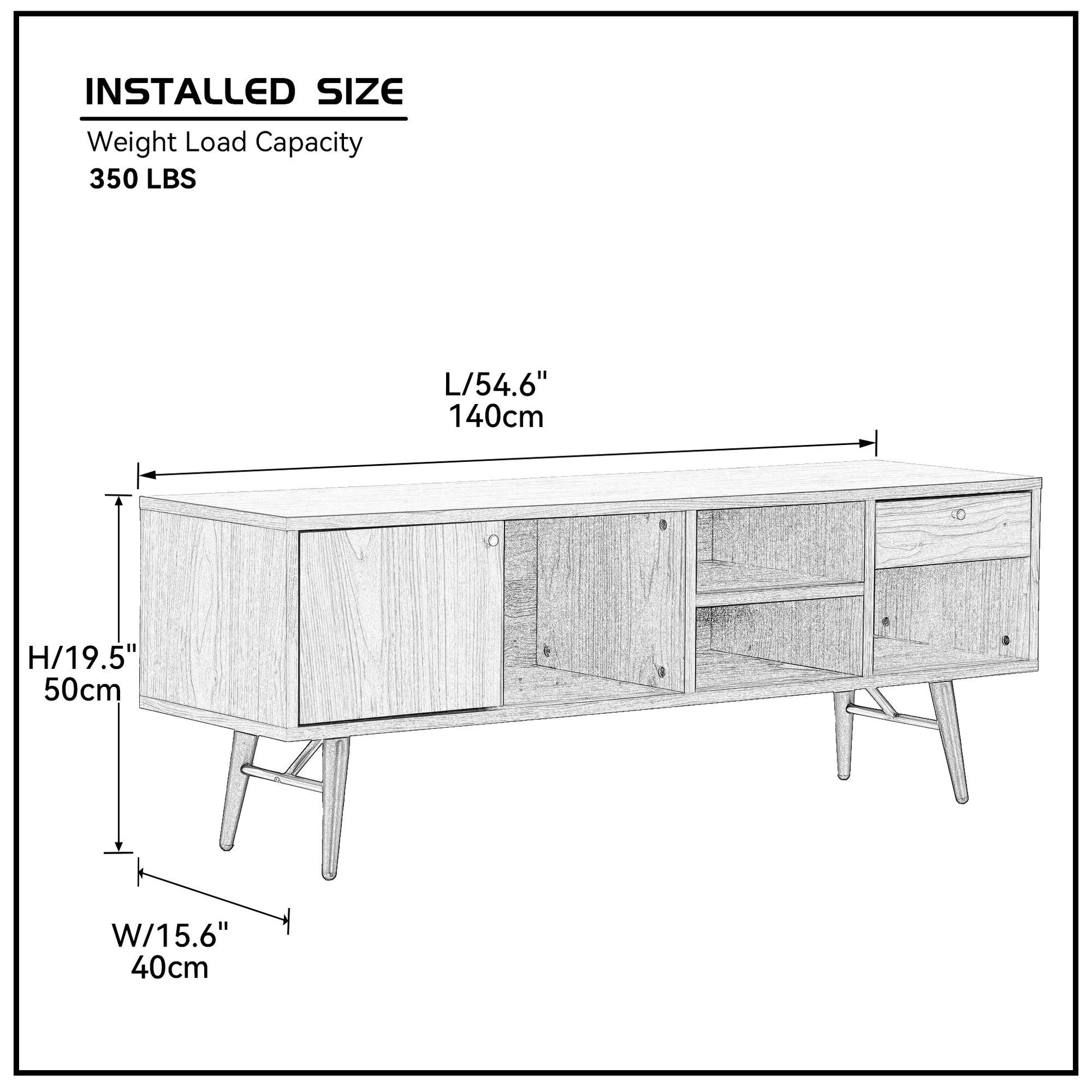 Low Profile 54" Media Console, Walnut