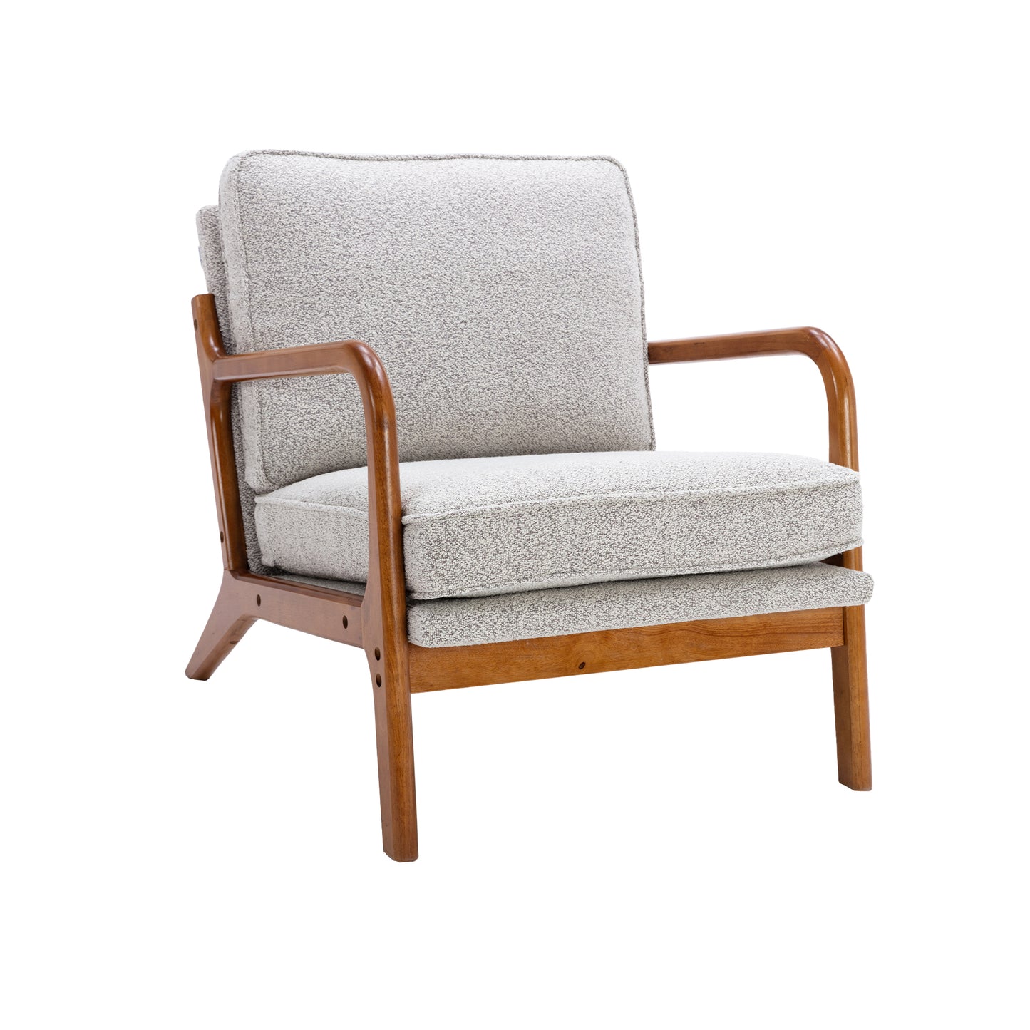 Wood Frame Accent Armchair With Fabric Cushion, Oyster Grey