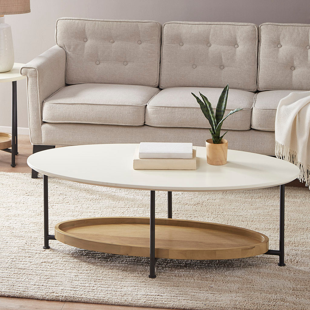 Monte Oval White/Natural Coffee Table-1