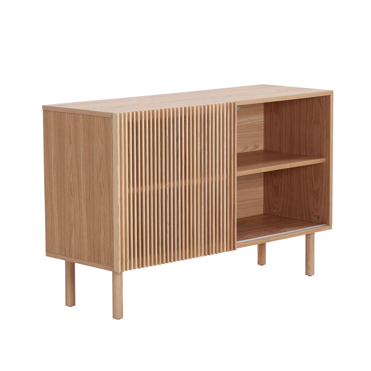 Modern Wooden Sideboard with Sliding Door, Walnut