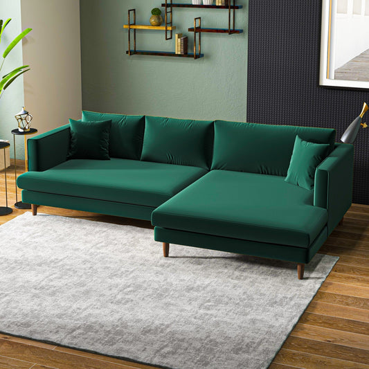 Sectional Sofa (Green Velvet - Right Facing Chaise)