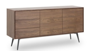 Modern Mid Century Sideboard Buffet Cabinet, Walnut