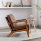 Wood Frame Accent Armchair With Pu Cushion, Coffee