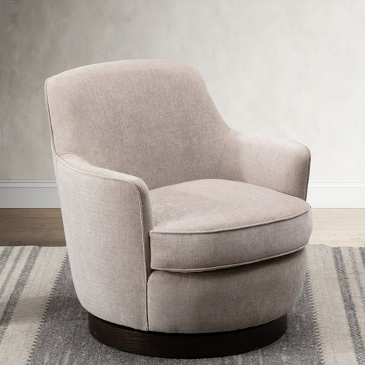 Richfield Wood Base Swivel Chair, Oatmeal