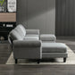 Linen Upholstered Sectional Sofa and Ottoman, Light Grey