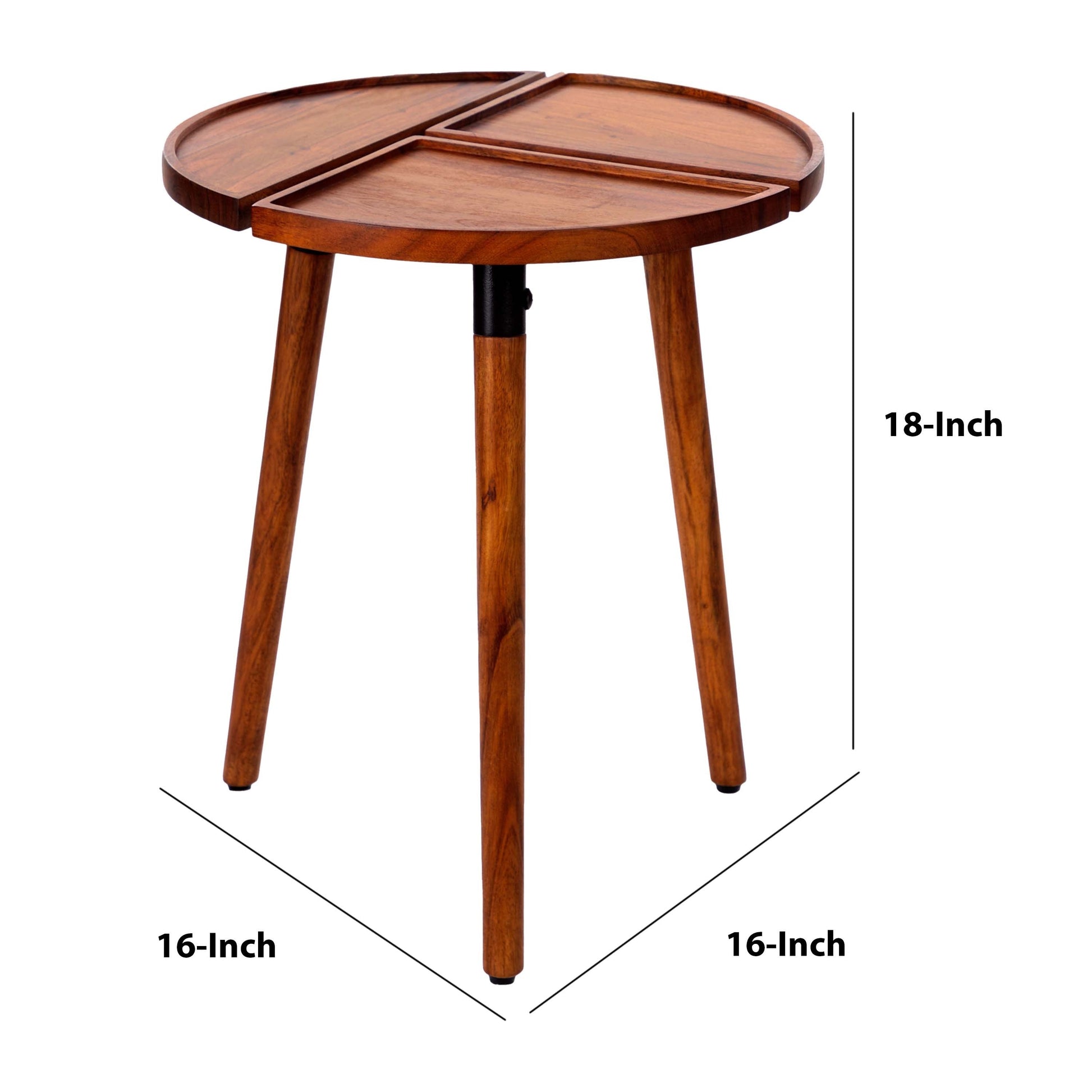 Round Acacia Wood Side Accent Table-7