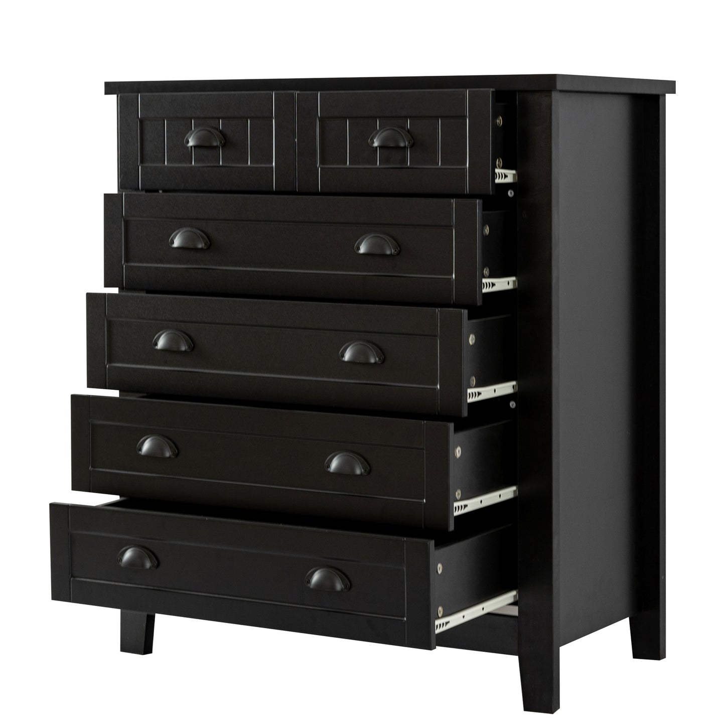 Contemporary Wooden 6 Drawer Tall Cabinet, Antique Black