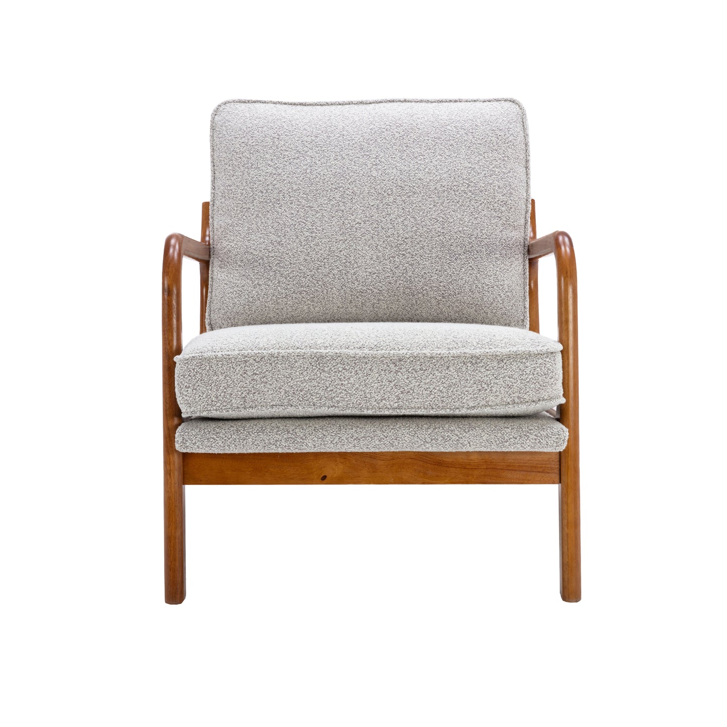 Wood Frame Accent Armchair With Fabric Cushion, Oyster Grey