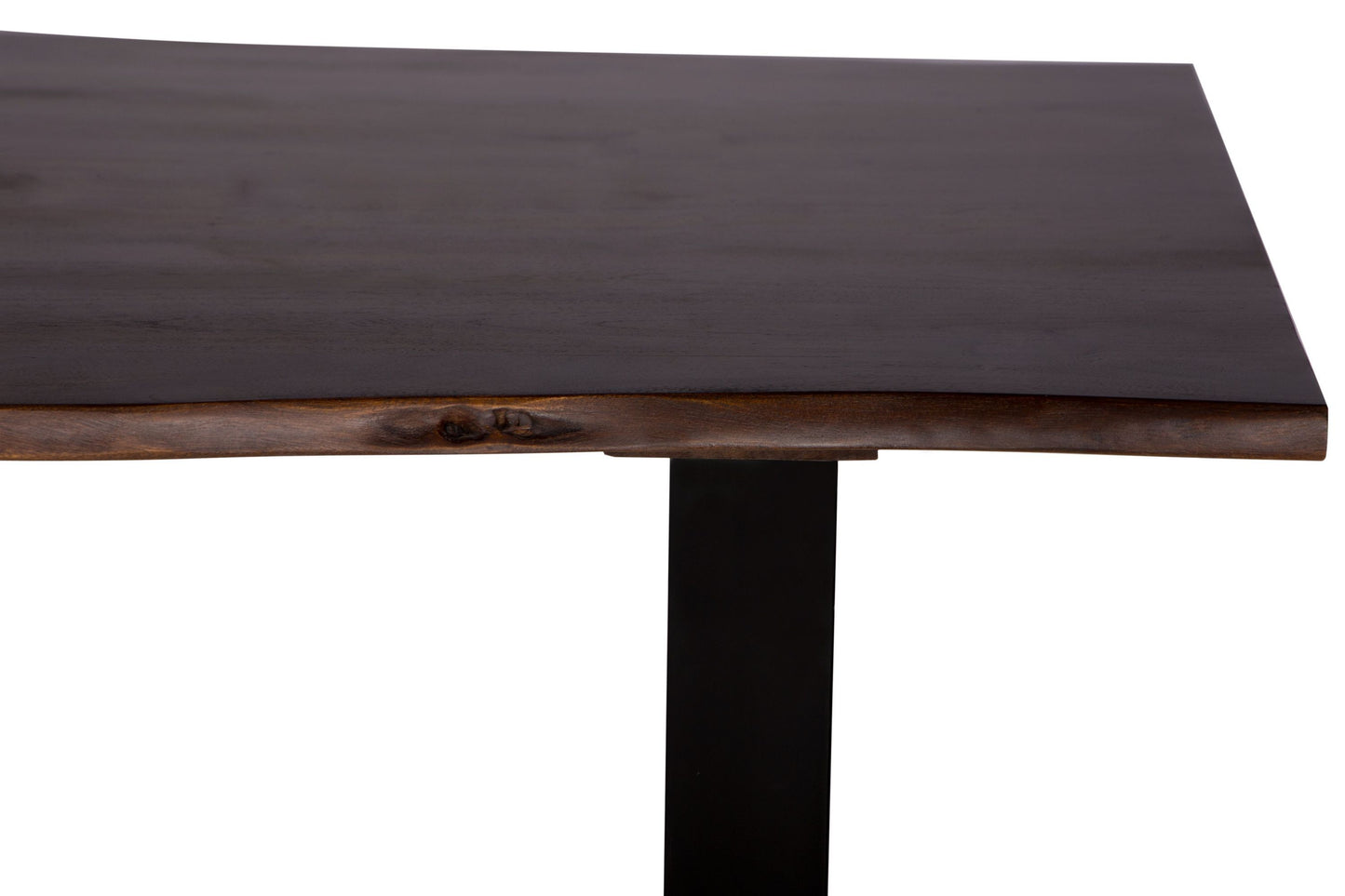 Live Edge 63" Solid Wood Dining Table, Dark Brown