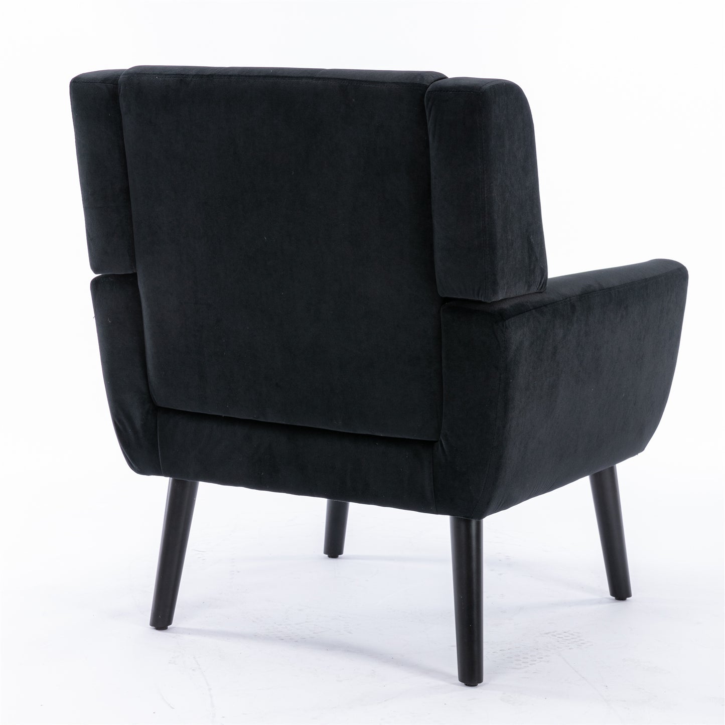 Soft Velvet Accent Chair With Black Legs, Black