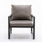 Modern Pu Accent Chair with Black Metal Frame, Grey