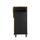 Mobile Kitchen Island Sideboard with Extensible Table Top, Black-Beech