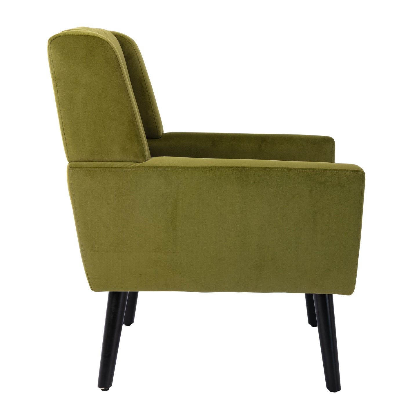 Soft Velvet Accent Chair With Black Legs, Green