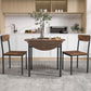 Compact 3-Piece Round Dining Table Set w/ Drop Leaf & 2 Chairs, Black Frame / Rustic Brown Finish