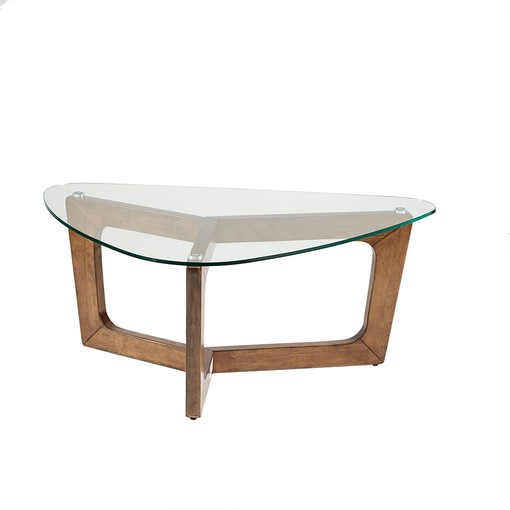 Wood Base Tempered Glass Top Coffee Table-3