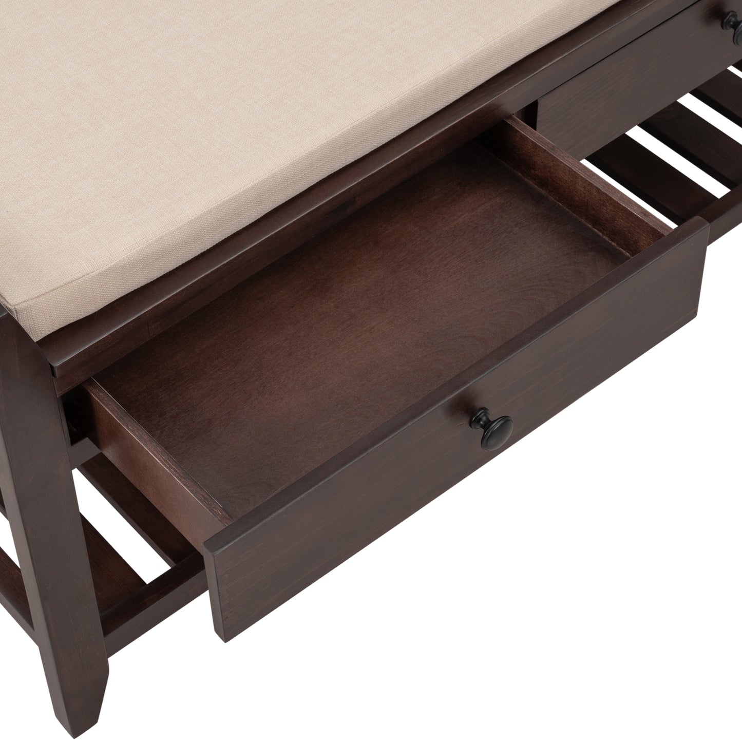 Shoe Rack Storage Bench with Cushioned Seat & Drawers, Espresso