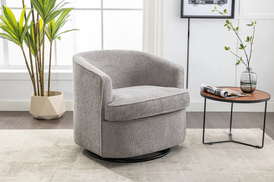 Comfy Round 360 Degree Swivel Barrel Chair, Grey