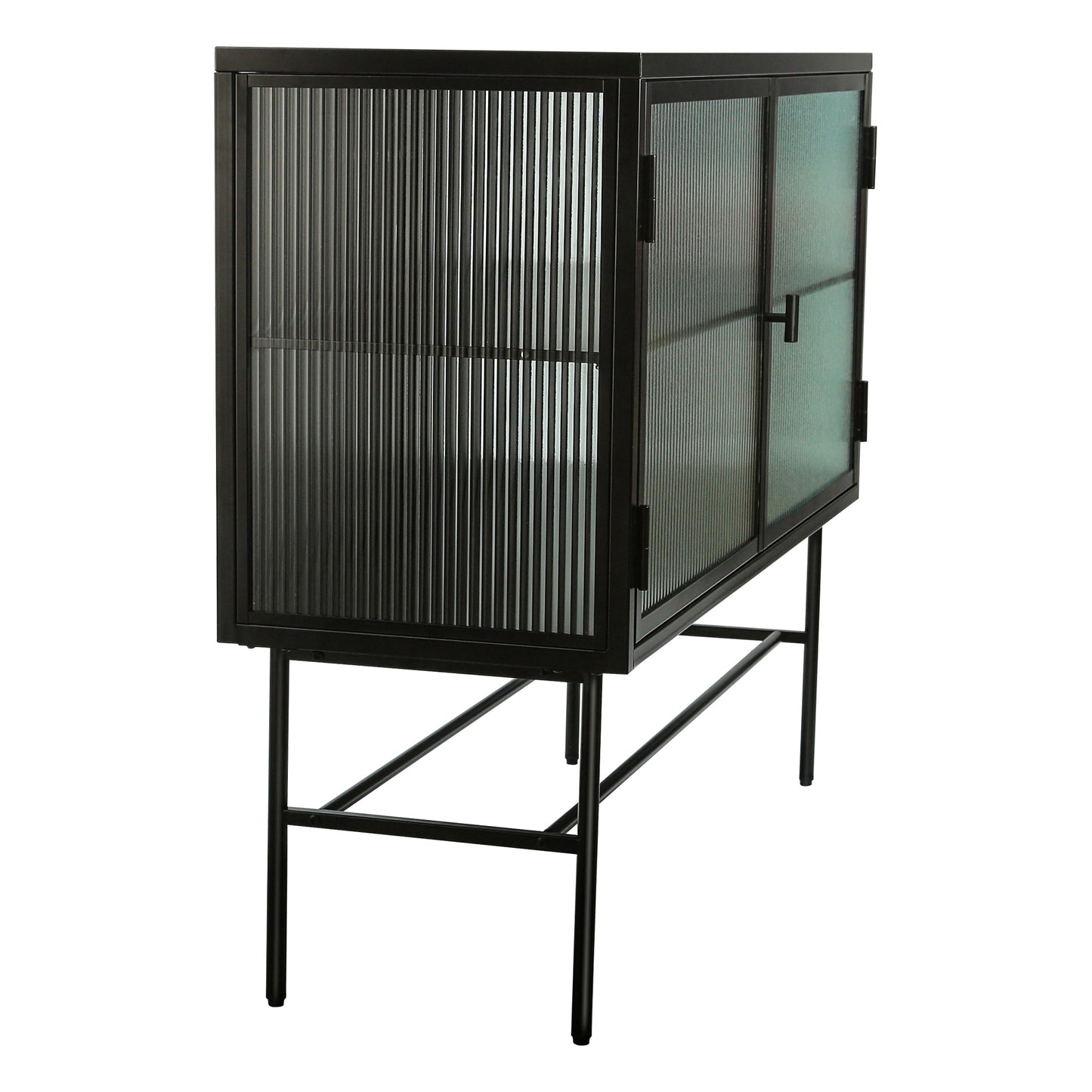 Simple Retro Sideboard Storage Cabinet with Detachable Wide Shelves, Black