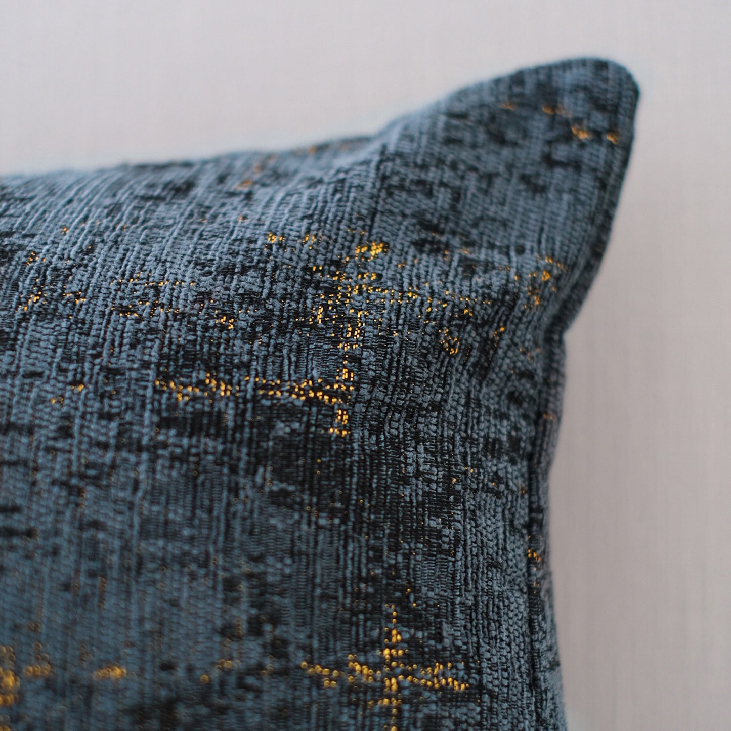 Decorative Denim 18" x 18" Blue and Gold Chenille Throw Pillow