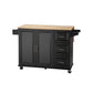 Mobile Kitchen Island Sideboard with Extensible Table Top, Black-Beech