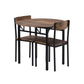 Compact 3-Piece Round Dining Table Set w/ Drop Leaf & 2 Chairs, Black Frame / Rustic Brown Finish