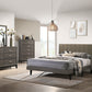 Valdemar Queen Bed, Brown Fabric & Weathered Gray Finish