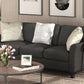 Linen Fabric 3-Seat Sofa, Black