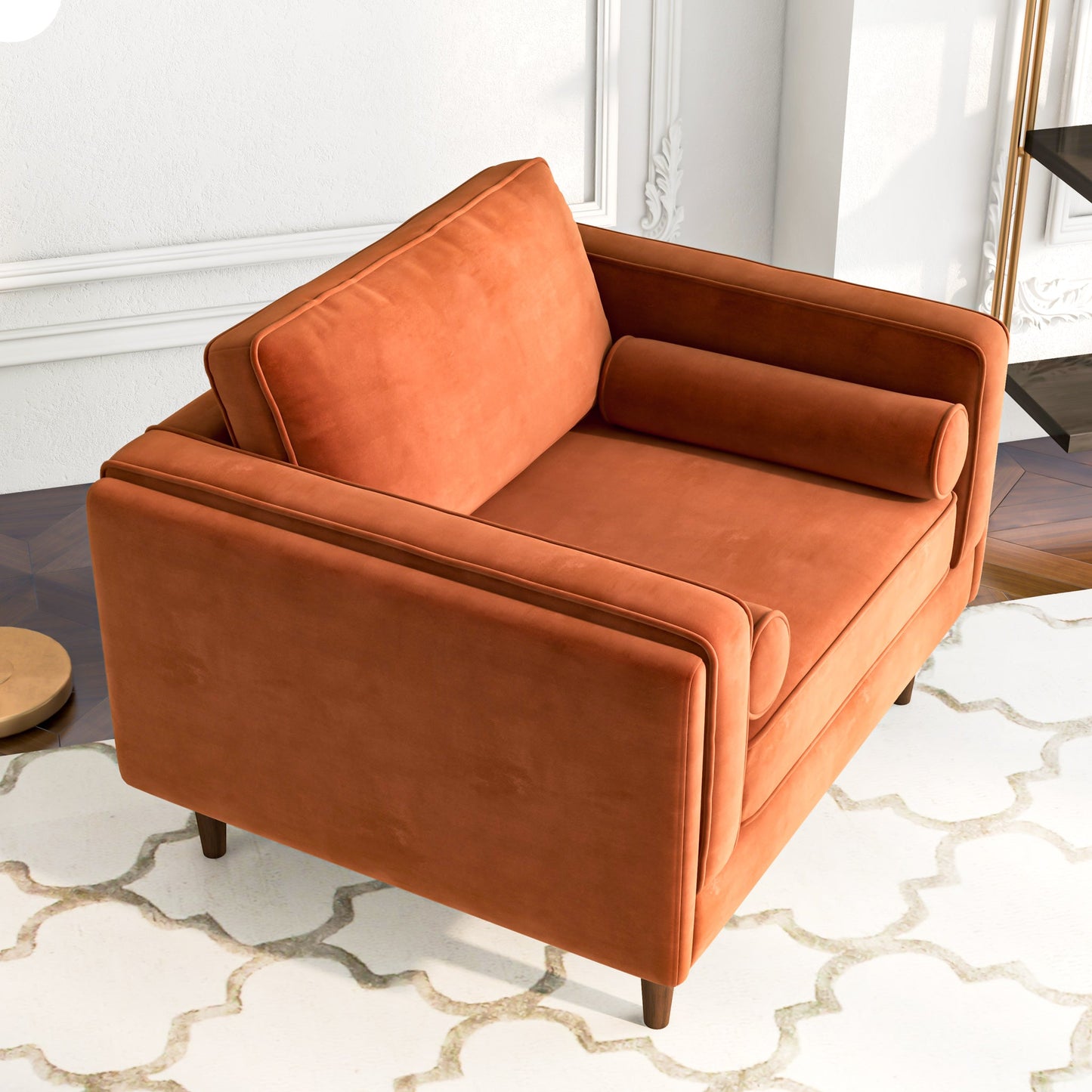 Fairfield Velvet Lounge Chair | Burnt Orange