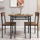 Compact 3-Piece Round Dining Table Set w/ Drop Leaf & 2 Chairs, Black Frame / Rustic Brown Finish