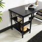 Wooden Top Extra Wide 60" Metal Frame Desk with 4 Shelves, Black