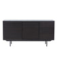 Waved Sideboard Buffet Table or TV Stand with Storage, Dark Brown