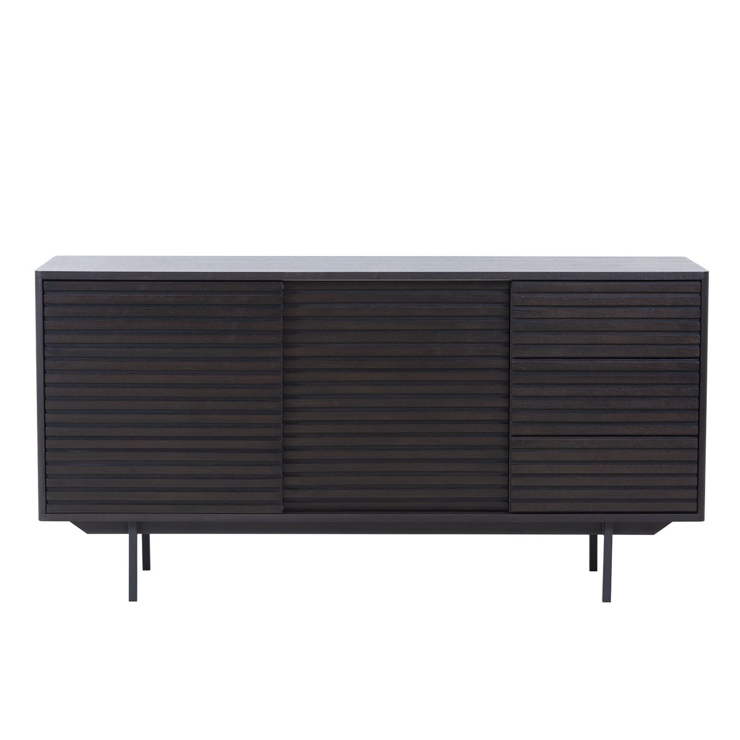 Waved Sideboard Buffet Table or TV Stand with Storage, Dark Brown