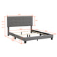 Upholstered Platform Bed Frame with Button Tufted Dark Grey Linen Headboard, Queen