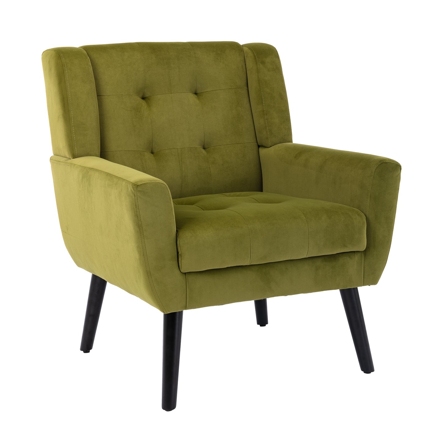 Soft Velvet Accent Chair With Black Legs, Green