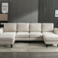 Linen Upholstered Sectional Sofa and Ottoman, Beige