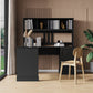 L-Shaped Computer Desk with Hutch, Antiqued Black