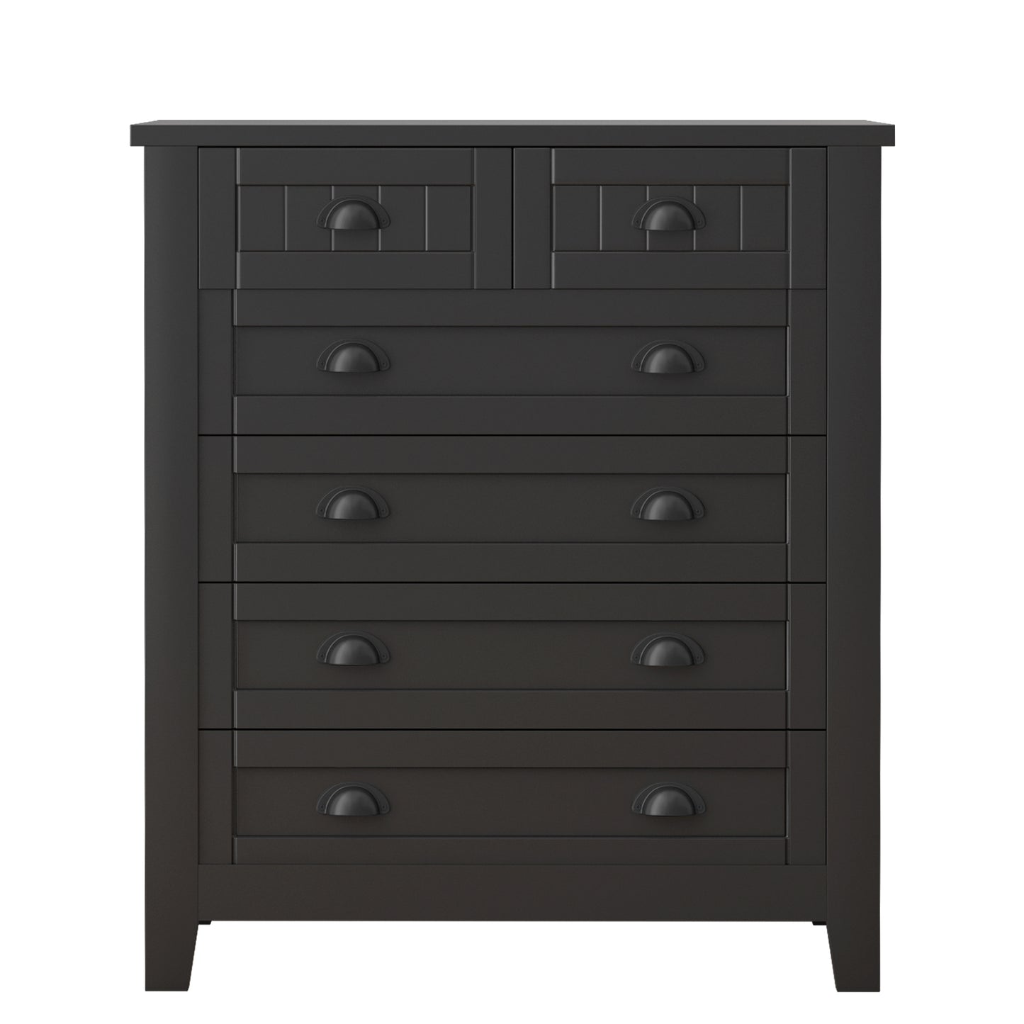 Contemporary Wooden 6 Drawer Tall Cabinet, Antique Black