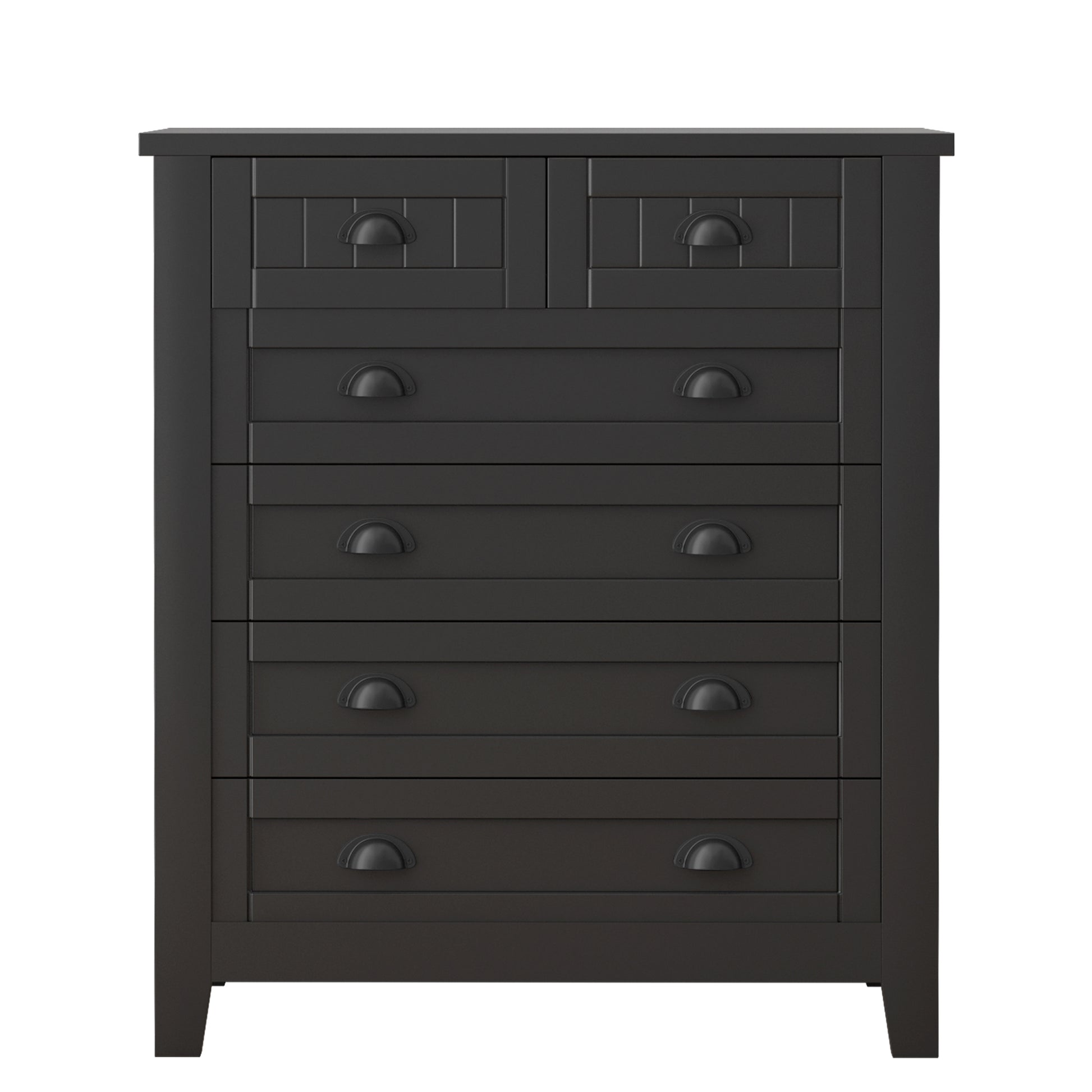 Contemporary Wooden 6 Drawer Tall Cabinet, Antique Black