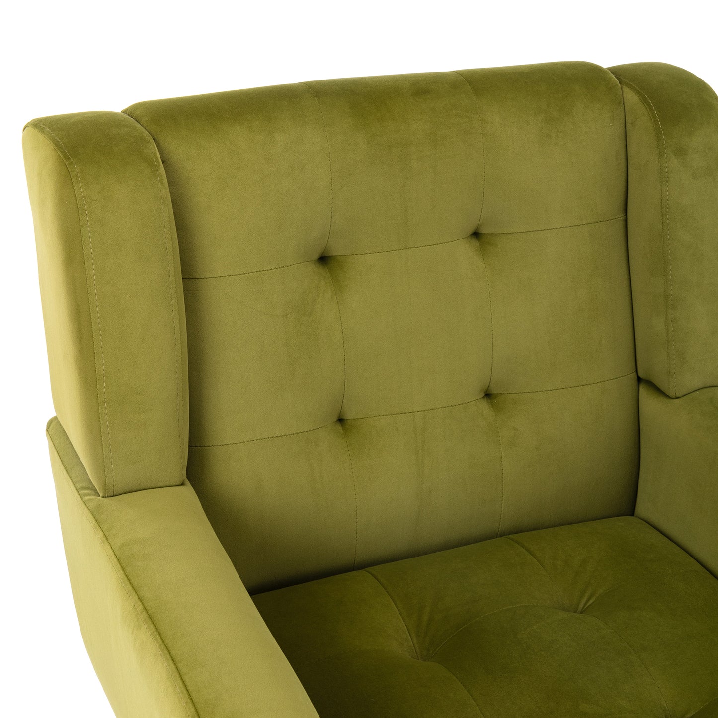 Soft Velvet Accent Chair With Black Legs, Green